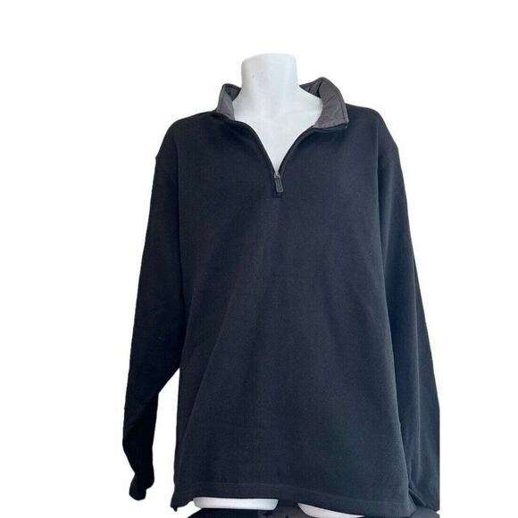 Wrangler Authentics Men’s 2XL Black 1/4 Zip Sweater Pullover Jacket Fleece - Picture 1 of 4